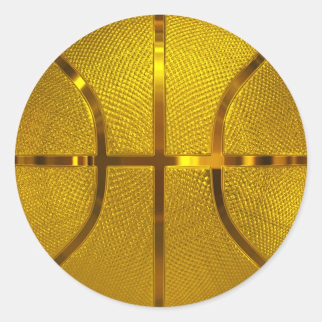 Golden Basketball Runt Klistermärke (Framsida)