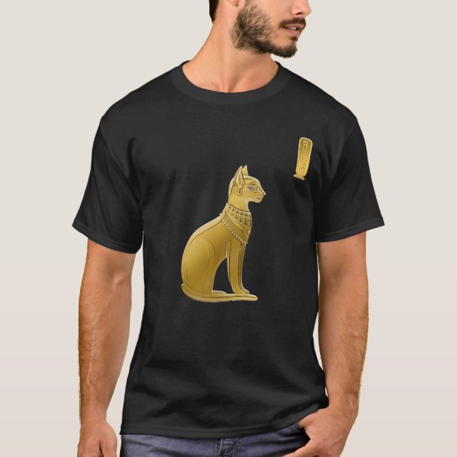 Golden Bastet - Egyptiska Cat Goddess T Shirt (Framsida)