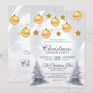 Golden Baubles jul Corporate Julfest Inbjudningar