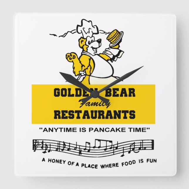 Golden Bear Restaurants of Illinois Fyrkantig Klocka (Framsida)