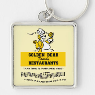 Golden Bear Restaurants of Illinois Fyrkantig Silverfärgad Nyckelring