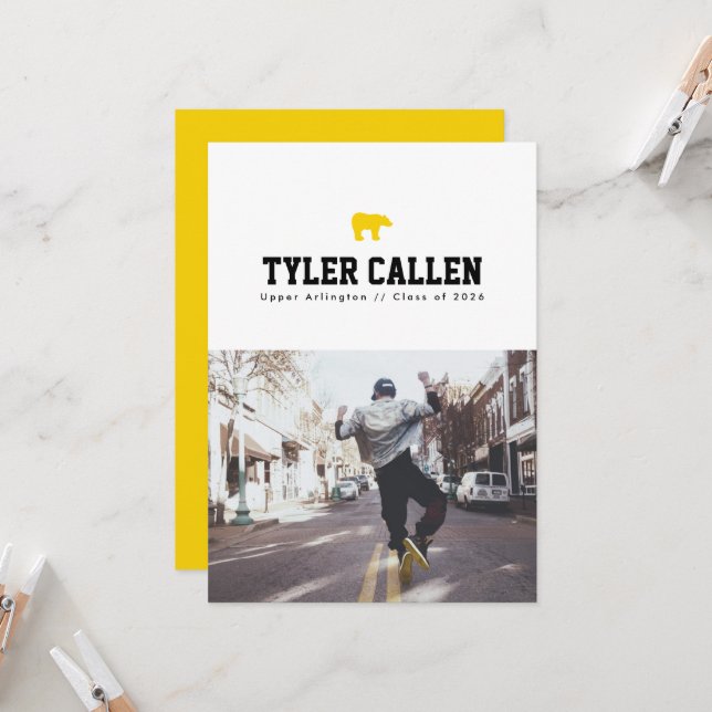 Golden Bear Varsity Text-only Backer Inbjudningar (Fram/Back In Situ)