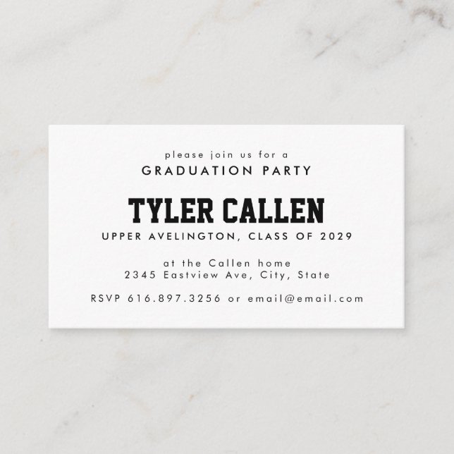 Golden Bear Varsity Text-only Grad Party Tilläggskort (Framsida)