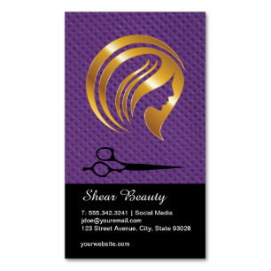Golden Beauty Logotyp Salon Scissors Magnetiska Visitkort