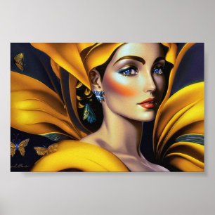 Golden Beauty och Mode Model 1 - AI Art Poster