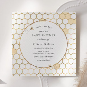 Golden Bee Baby Shower Inbjudningar