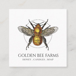 Golden Bee Farms Honung Apiary Bebiodlingseper Fyrkantigt Visitkort