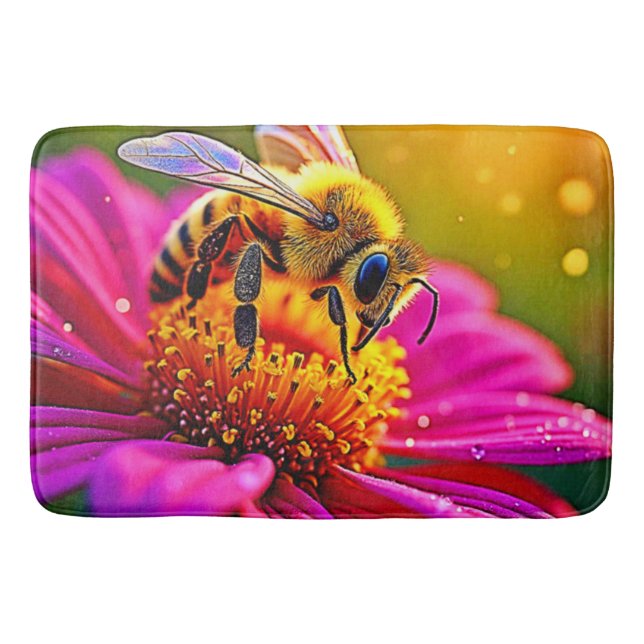 Golden Bee Flower Maglight Design Badrumsmatta (Framsidan)