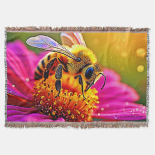 Golden Bee Flower Maglight Design Filt