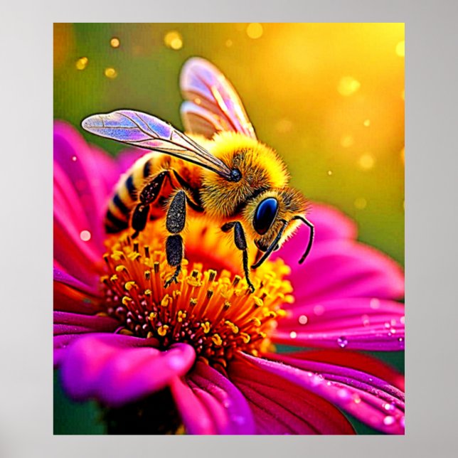 Golden Bee Flower Maglight Design Poster (Framsidan)