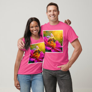 Golden Bee Flower Maglight Design T Shirt