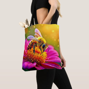 Golden Bee Flower Maglight Design Tygkasse