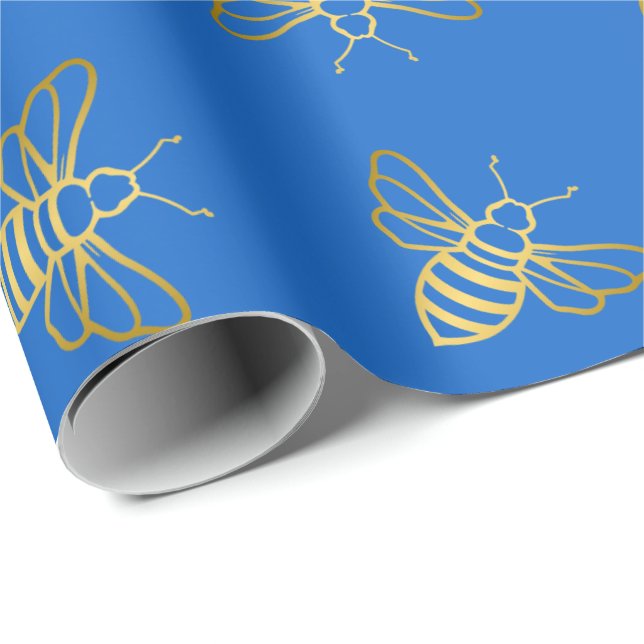 Golden Bee Mönster Presentpapper (Rullad Hörn)