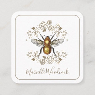 Golden Bee Ro Blommigt Laurel Fyrkantigt Visitkort