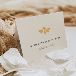 Golden Bee Watercolor "Kärlek & Gratitude" Tack Kort