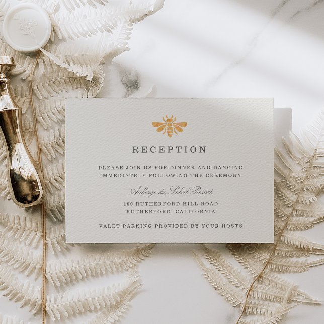 Golden Bee Watercolor Wedding Reception Tilläggskort (Skapare uppladdad)