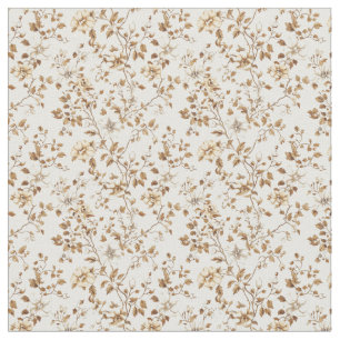 Golden Beige Toile med Ro och Blommar Tyg