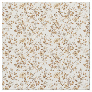 Golden Beige Toile med Ro och Blommar Tyg