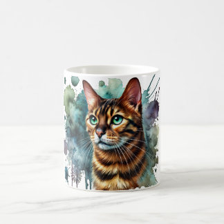 Golden Bengal Cat Watercolor Kaffemugg