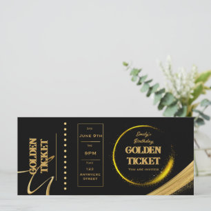 Golden Biljett Black and Guld - kort för inbjudan