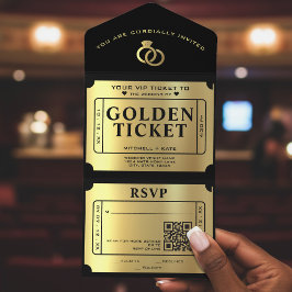 Golden Biljett Black & Guld QR Code Bröllop
