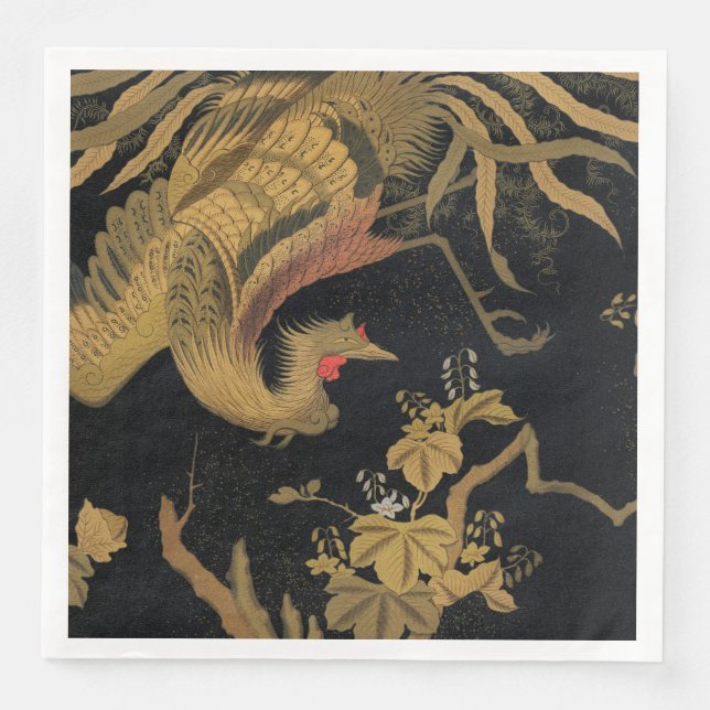 Golden Bird Japansk Classic Antique Pappersservett (Framsida)