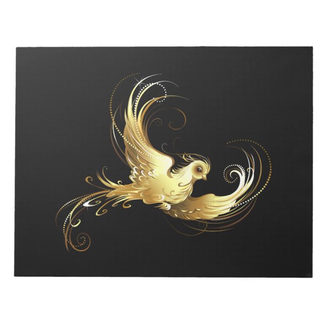 Golden Bird on Black Background Anteckningsblock (Framsida)