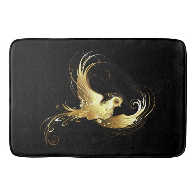 Golden Bird on Black Background Badrumsmatta (Framsidan)