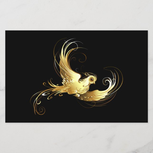 Golden Bird on Black Background Flygblad (Framsidan)