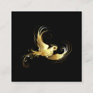Golden Bird on Black Background Fyrkantigt Visitkort
