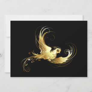 Golden Bird on Black Background Julkort