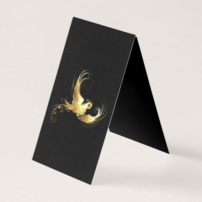 Golden Bird on Black Background Kort (Baksida)