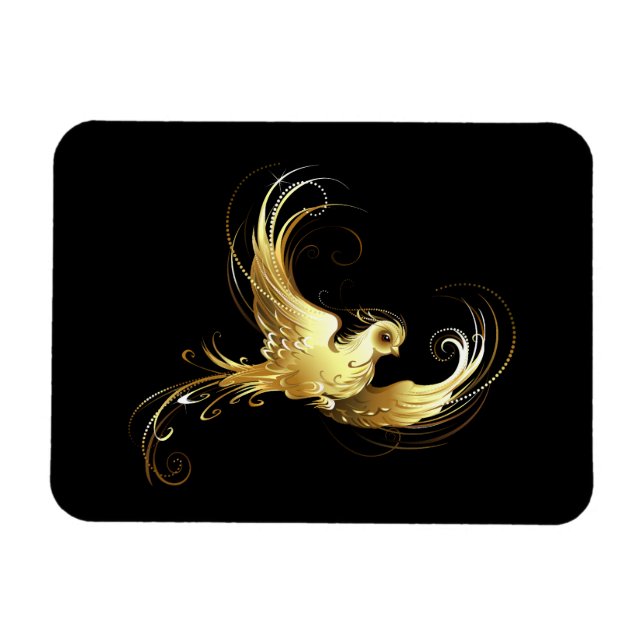 Golden Bird on Black Background Magnet (Horisontell)