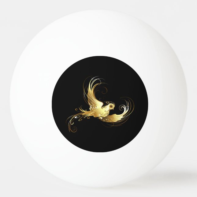 Golden Bird on Black Background Pingisboll (Framsidan)
