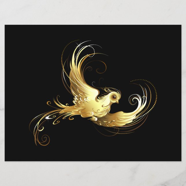 Golden Bird on Black Background Reklamblad (Framsidan)