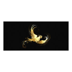 Golden Bird on Black Background Reklamkort