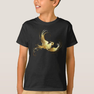 Golden Bird on Black Background T Shirt