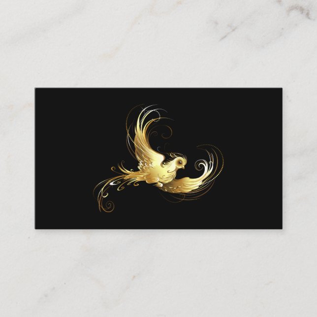 Golden Bird on Black Background Visitkort (Framsida)
