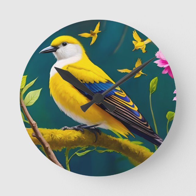 Golden Bird Rund Klocka (Framsida)