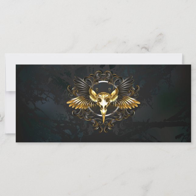 Golden Bird Skull på svart bakgrund (Framsida)