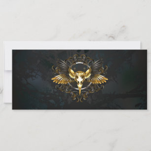 Golden Bird Skull på svart bakgrund