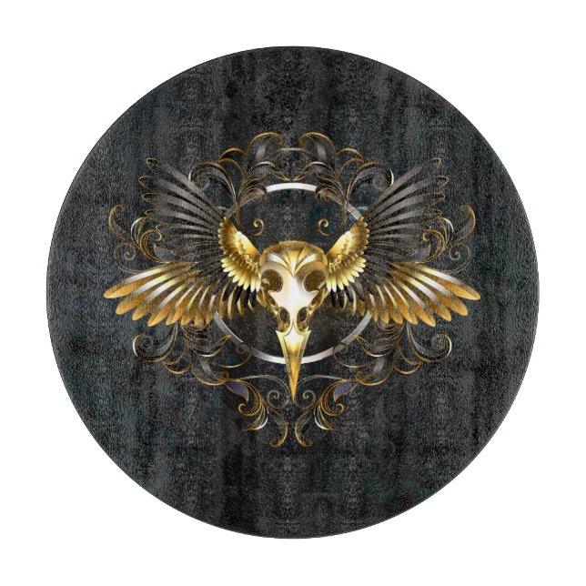 Golden Bird Skull på svart bakgrund (Framsidan)