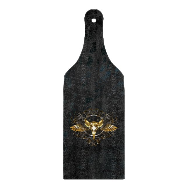 Golden Bird Skull på svart bakgrund (Framsidan)