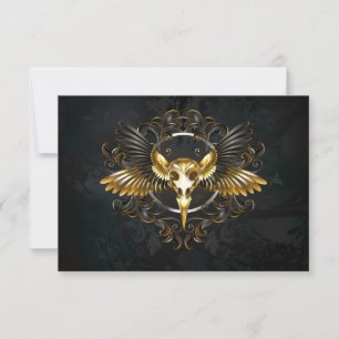 Golden Bird Skull på svart bakgrund Anteckningskort