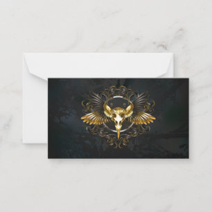 Golden Bird Skull på svart bakgrund Anteckningskort
