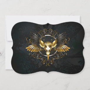 Golden Bird Skull på svart bakgrund Anteckningskort