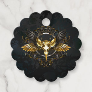 Golden Bird Skull på svart bakgrund Gåvor Etiketter