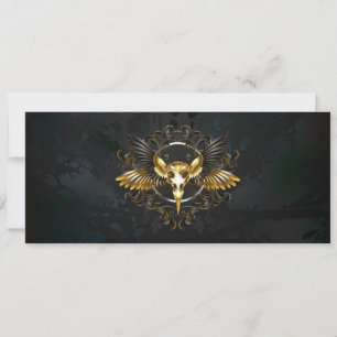 Golden Bird Skull på svart bakgrund Inbjudningar