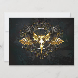 Golden Bird Skull på svart bakgrund Julkort