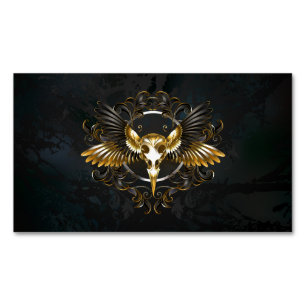 Golden Bird Skull på svart bakgrund Magnetiska Visitkort